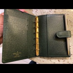 Auth Louis Vuitton Epi Agenda PM Agenda/Note Cover Green Epi Leather 💚